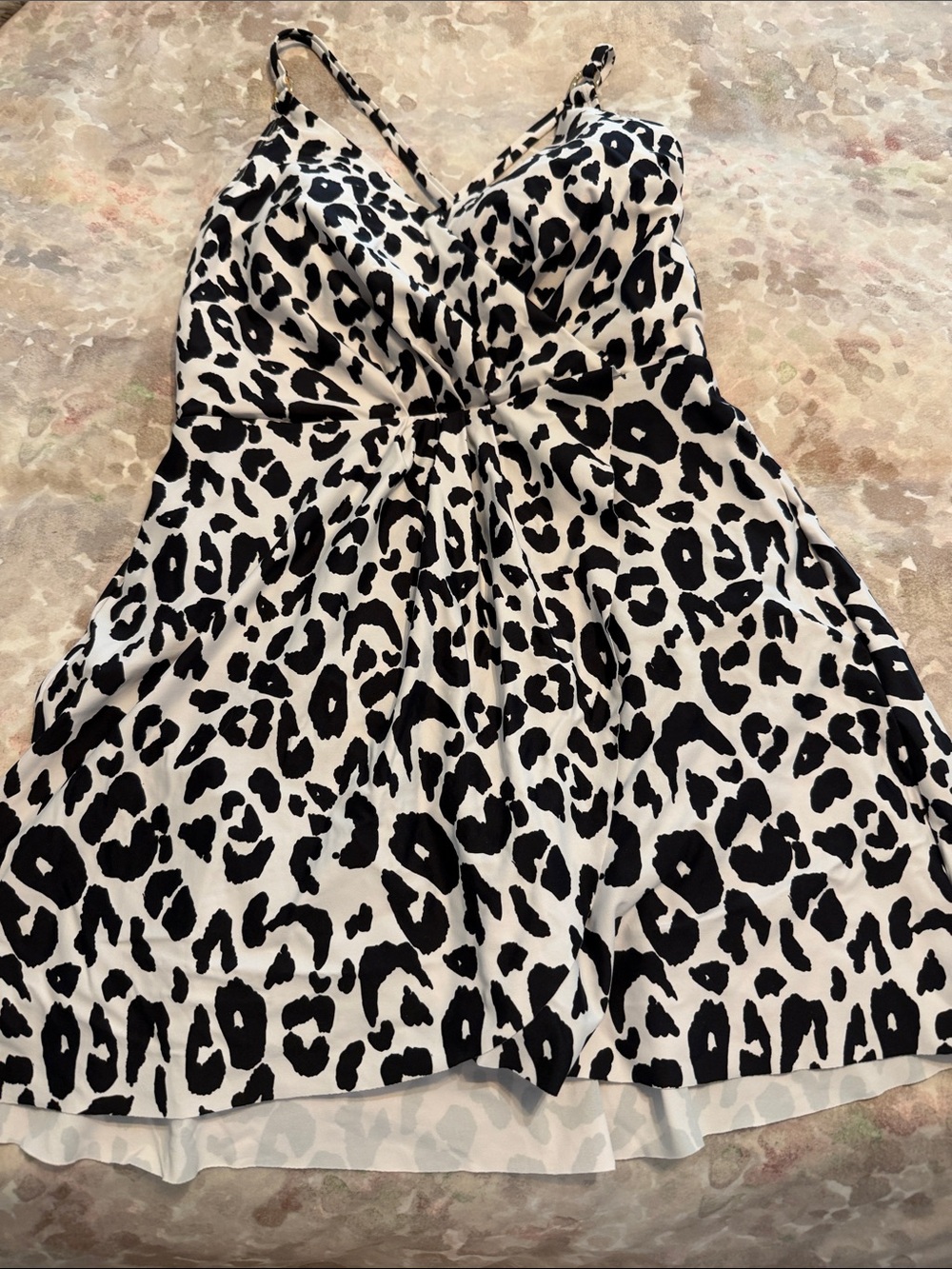 Black & White Anne Cole Leopard Print Swimdress